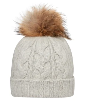 Women N.Peal Fur Trim Accessories | Hats*Unisex Chunky Cable Cashmere Pom Hat