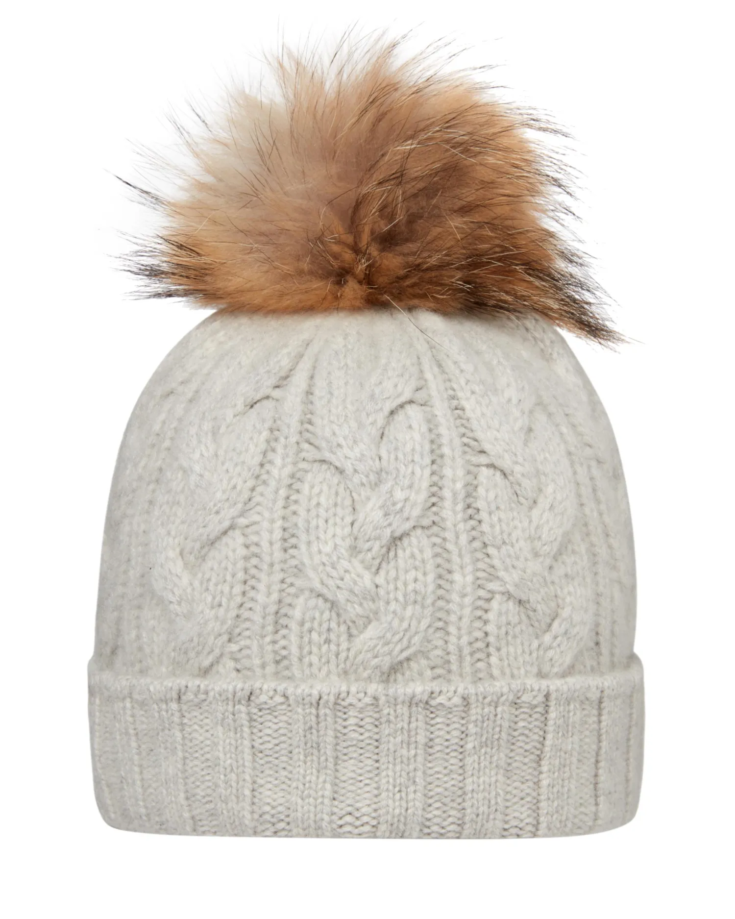 Women N.Peal Fur Trim Accessories | Hats*Unisex Chunky Cable Cashmere Pom Hat