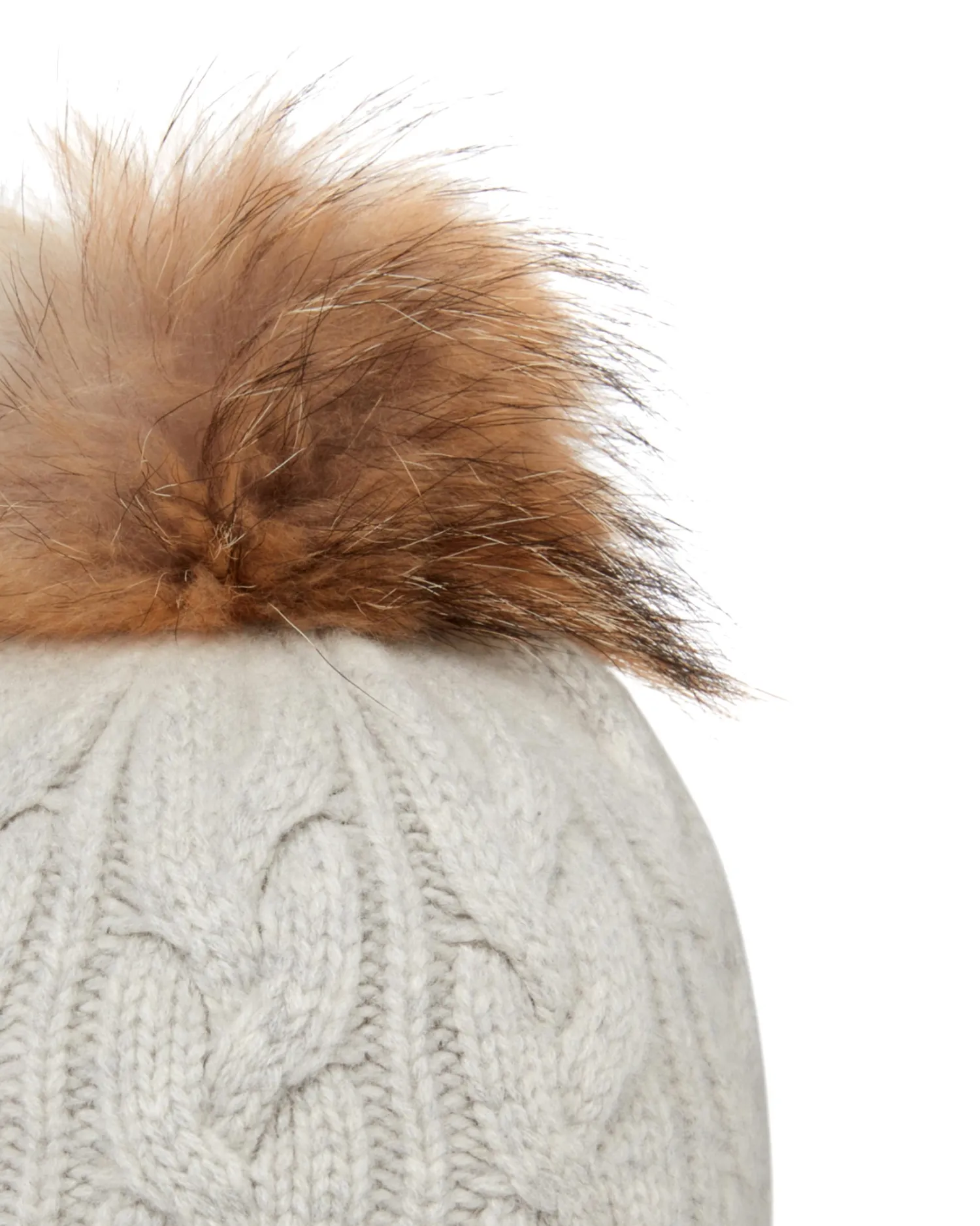 Women N.Peal Fur Trim Accessories | Hats*Unisex Chunky Cable Cashmere Pom Hat