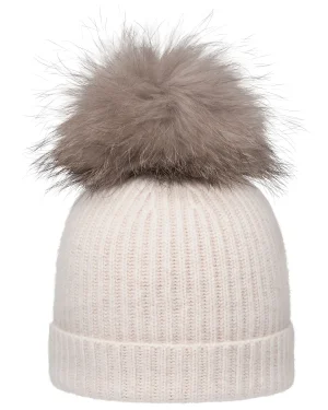 Women N.Peal Hats | Fur Trim Accessories*Unisex Ribbed Cashmere Hat With Detachable Pom