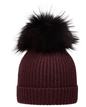 Women N.Peal Fur Trim Accessories | Hats*Unisex Ribbed Cashmere Hat With Detachable Pom