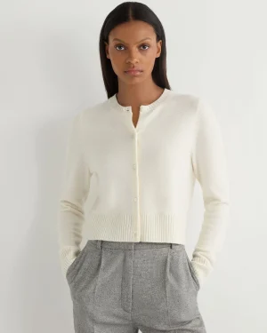 Women N.Peal White | Natural*Women's Chunky Crop Cashmere Cardigan