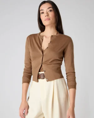 Women N.Peal Brown | Superfine Cashmere*Women's Darcie Superfine Cashmere Cropped Cardigan