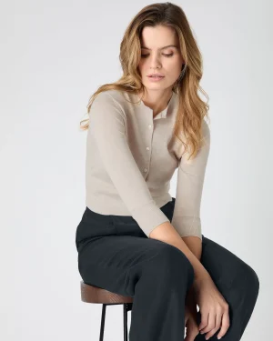 Women N.Peal Natural | Brown*Women's Darcie Superfine Cashmere Cropped Cardigan