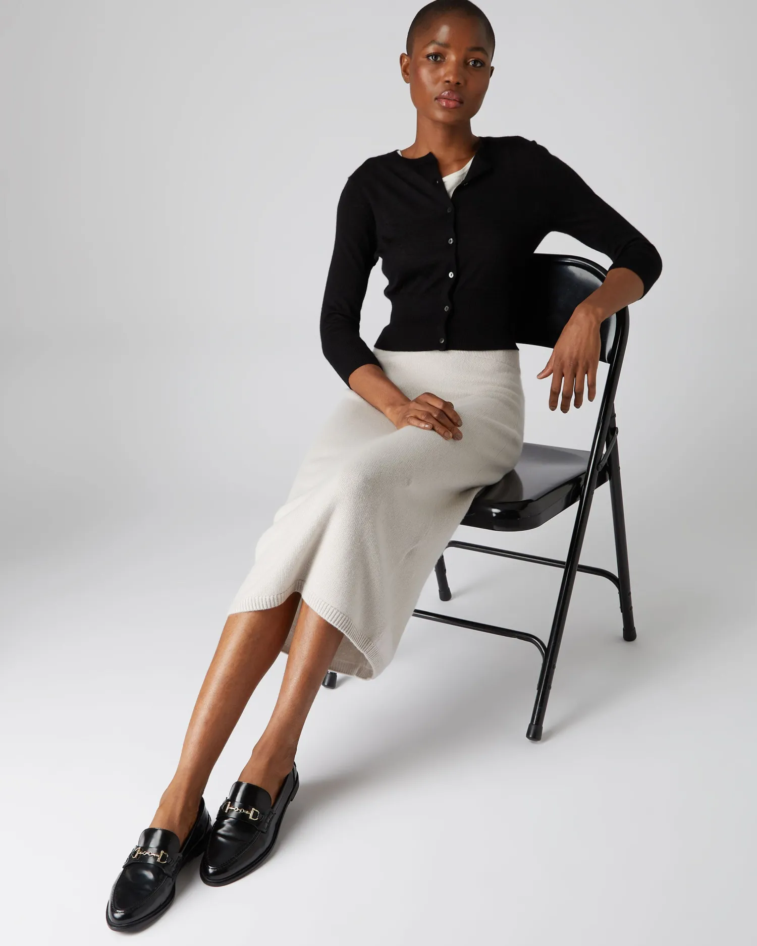 Women N.Peal Black | Superfine Cashmere*Women's Darcie Superfine Cashmere Cropped Cardigan