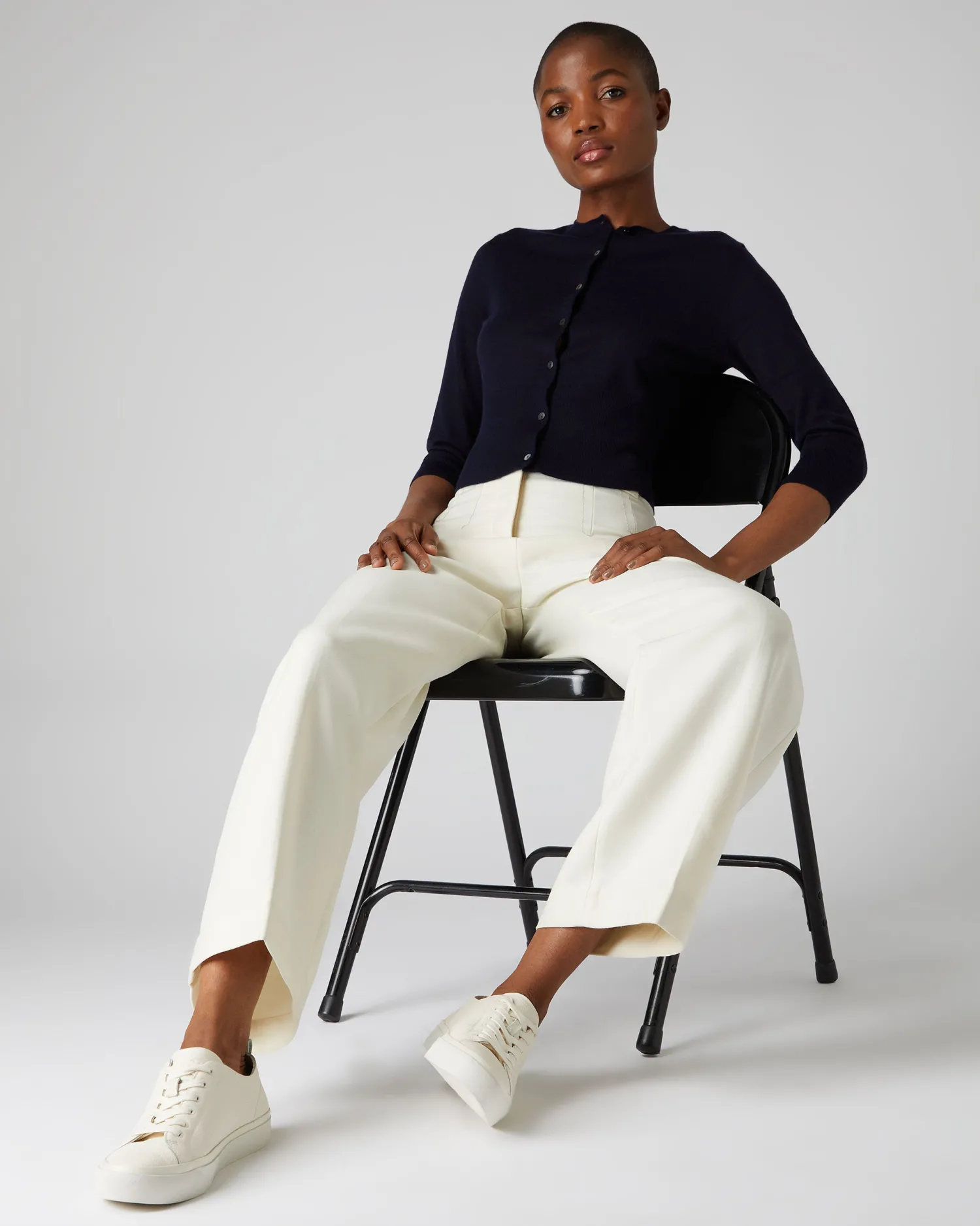 Women N.Peal Blue | Superfine Cashmere*Women's Darcie Superfine Cashmere Cropped Cardigan