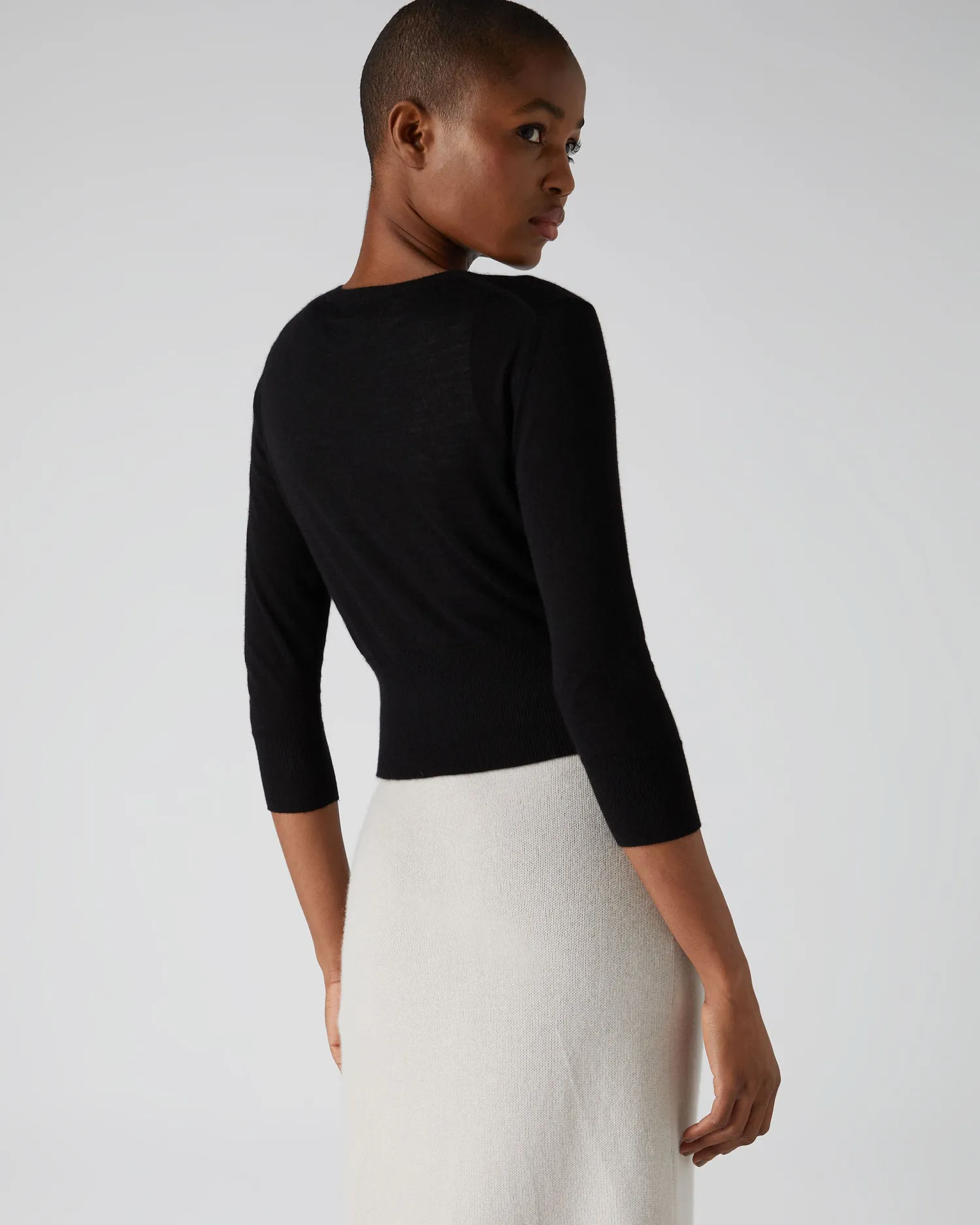 Women N.Peal Black | Superfine Cashmere*Women's Darcie Superfine Cashmere Cropped Cardigan