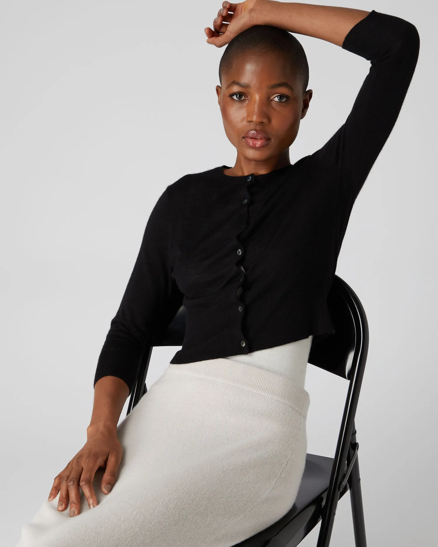 Women N.Peal Black | Superfine Cashmere*Women's Darcie Superfine Cashmere Cropped Cardigan