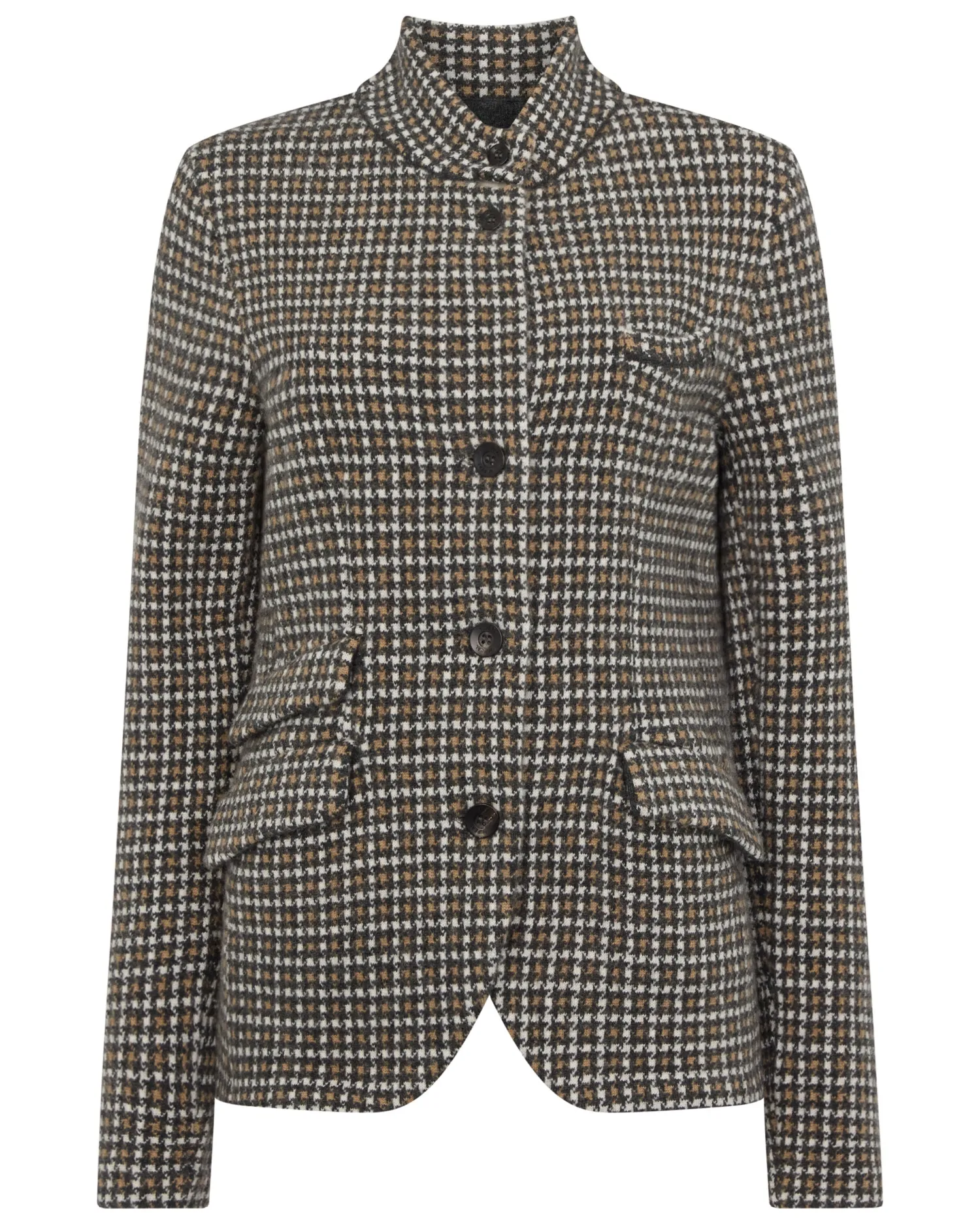 Women N.Peal Brown | Coats & Jackets*Women's Dogtooth Utility Cashmere Blazer