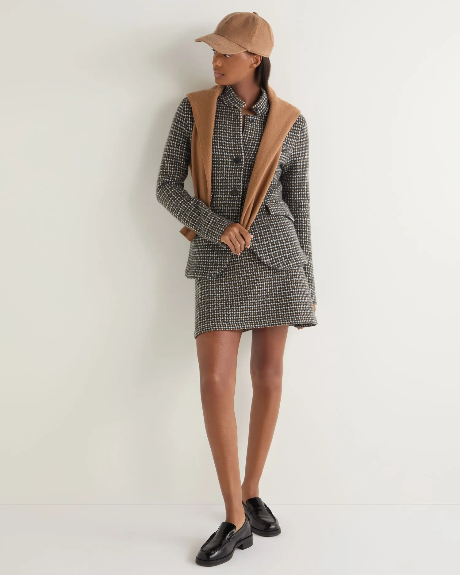 Women N.Peal Brown | Coats & Jackets*Women's Dogtooth Utility Cashmere Blazer