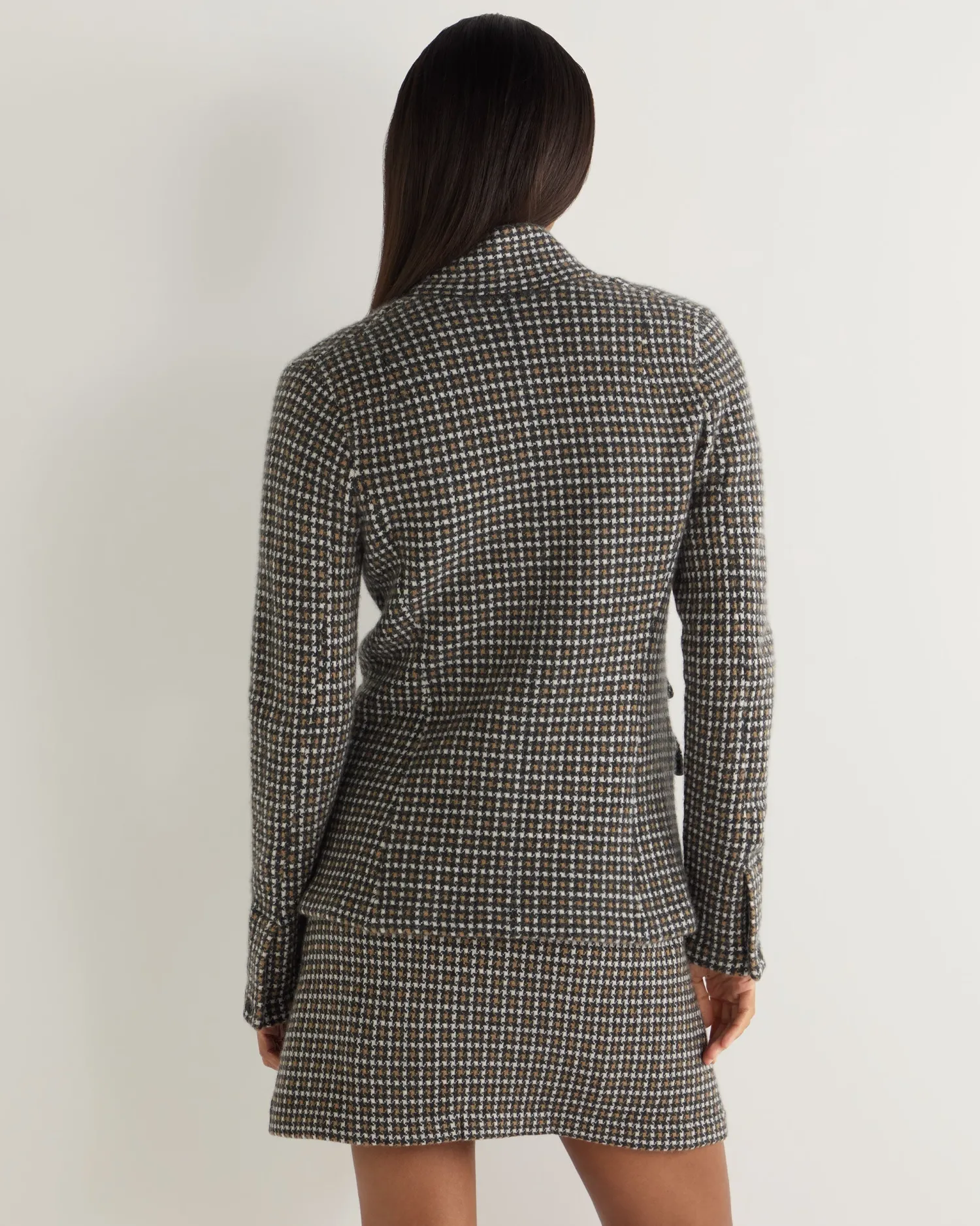 Women N.Peal Brown | Coats & Jackets*Women's Dogtooth Utility Cashmere Blazer