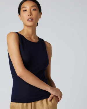 Women N.Peal Navy | Blue*Women's Ella Superfine Cashmere Shell Top