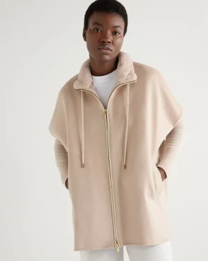 Women N.Peal White | Natural*Women's Emery Woven Mix Cashmere Cape