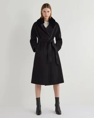 Women N.Peal Black | Fur Trim Knitwear*Women's Estella Robe Coat