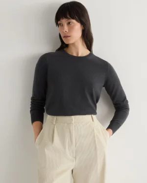 Women N.Peal Dark Grey | Classic Cashmere*Women's Evie Classic Round Neck Cashmere Sweater