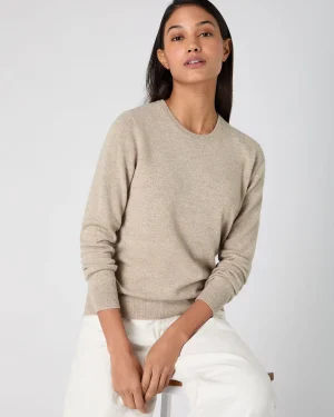 Women N.Peal Natural | Brown*Women's Evie Classic Round Neck Cashmere Sweater
