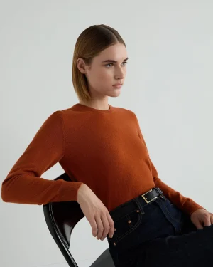 Women N.Peal Orange | Classic Cashmere*Women's Evie Classic Round Neck Cashmere Sweater