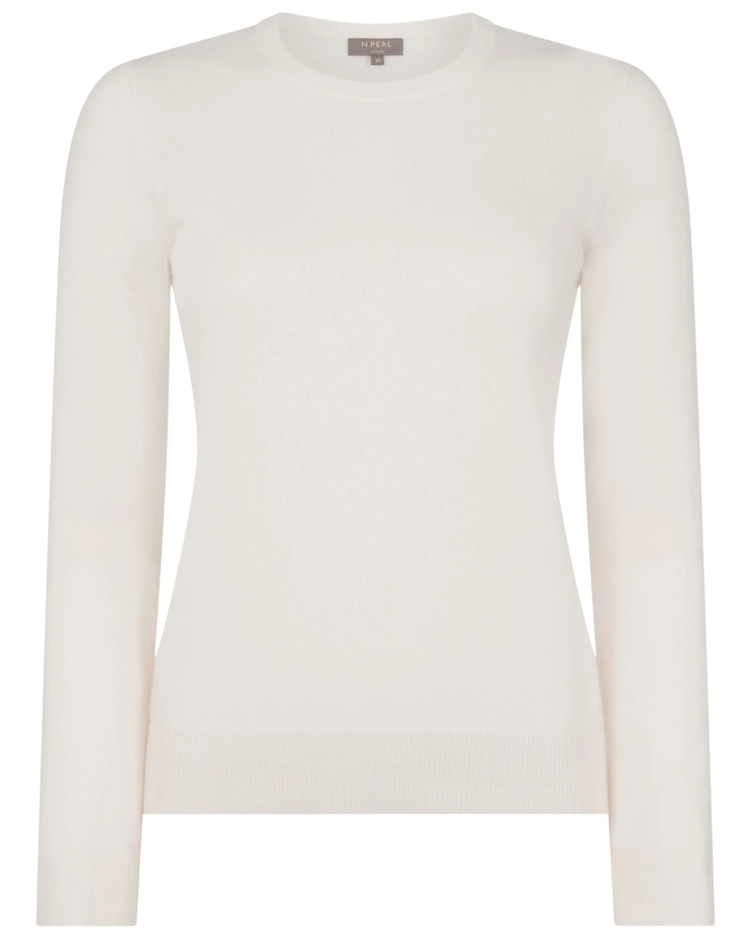 Women N.Peal White | Natural*Women's Evie Classic Round Neck Cashmere Sweater