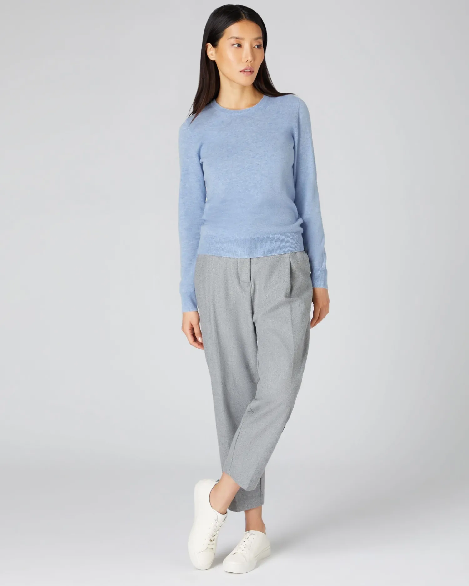 Women N.Peal Blue | Classic Cashmere*Women's Evie Classic Round Neck Cashmere Sweater