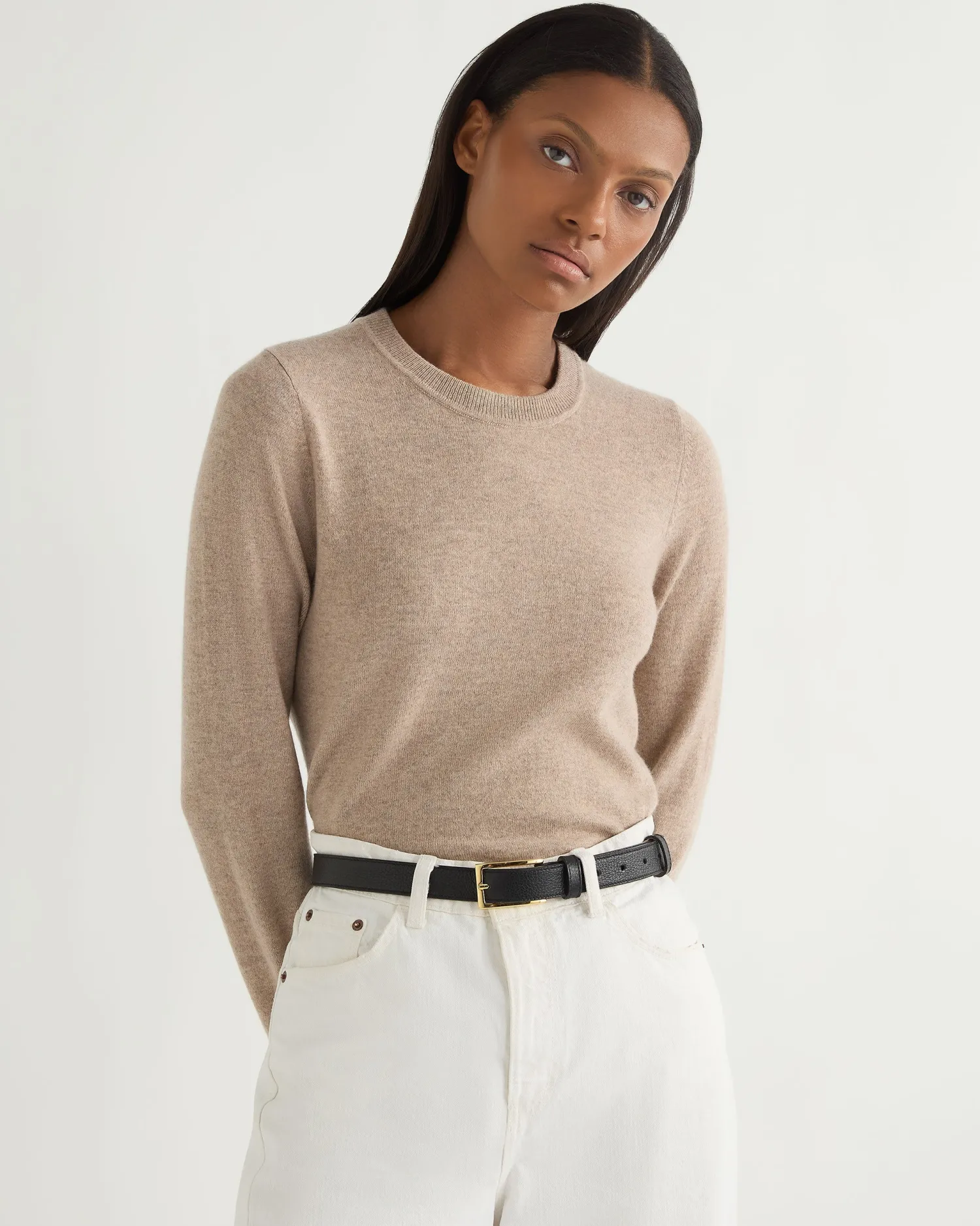 Women N.Peal Natural | Brown*Women's Hallie Round Neck Cashmere Sweater