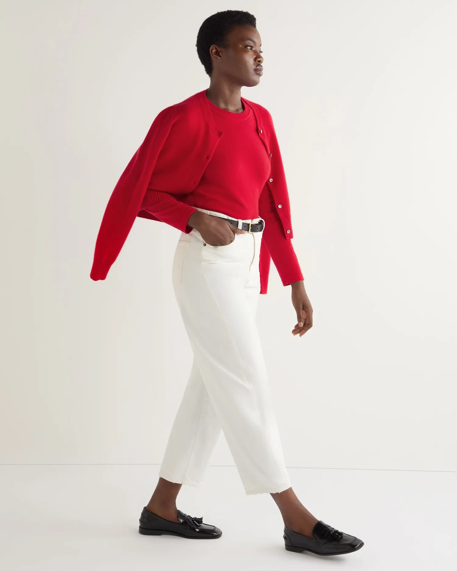 Women N.Peal Red | Organic Cashmere*Women's Hallie Round Neck Cashmere Sweater