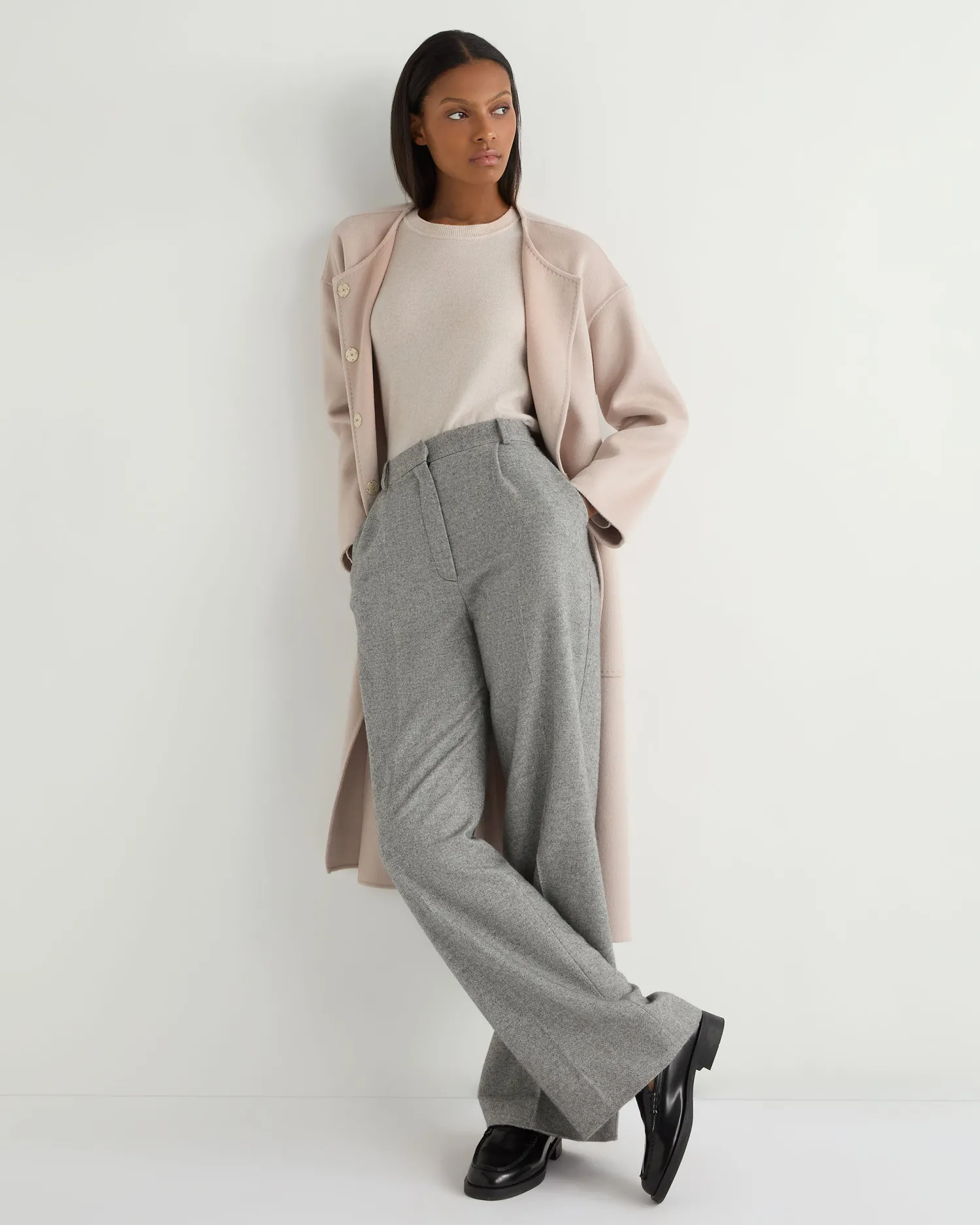 Women N.Peal White | Natural*Women's Hallie Round Neck Cashmere Sweater