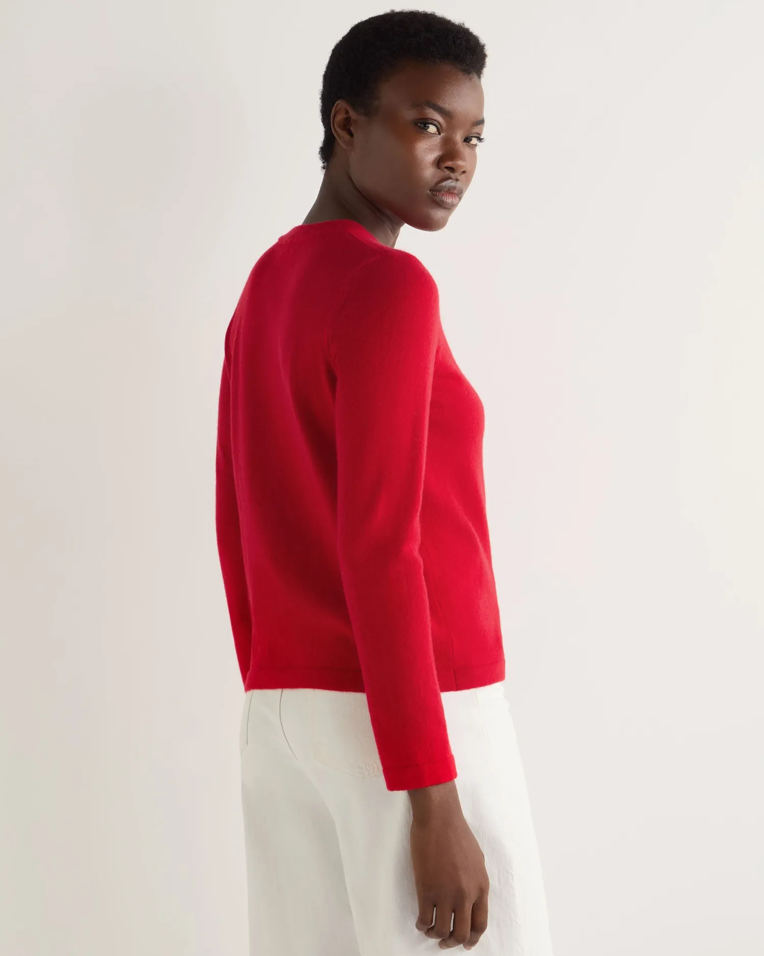 Women N.Peal Red | Organic Cashmere*Women's Hallie Round Neck Cashmere Sweater