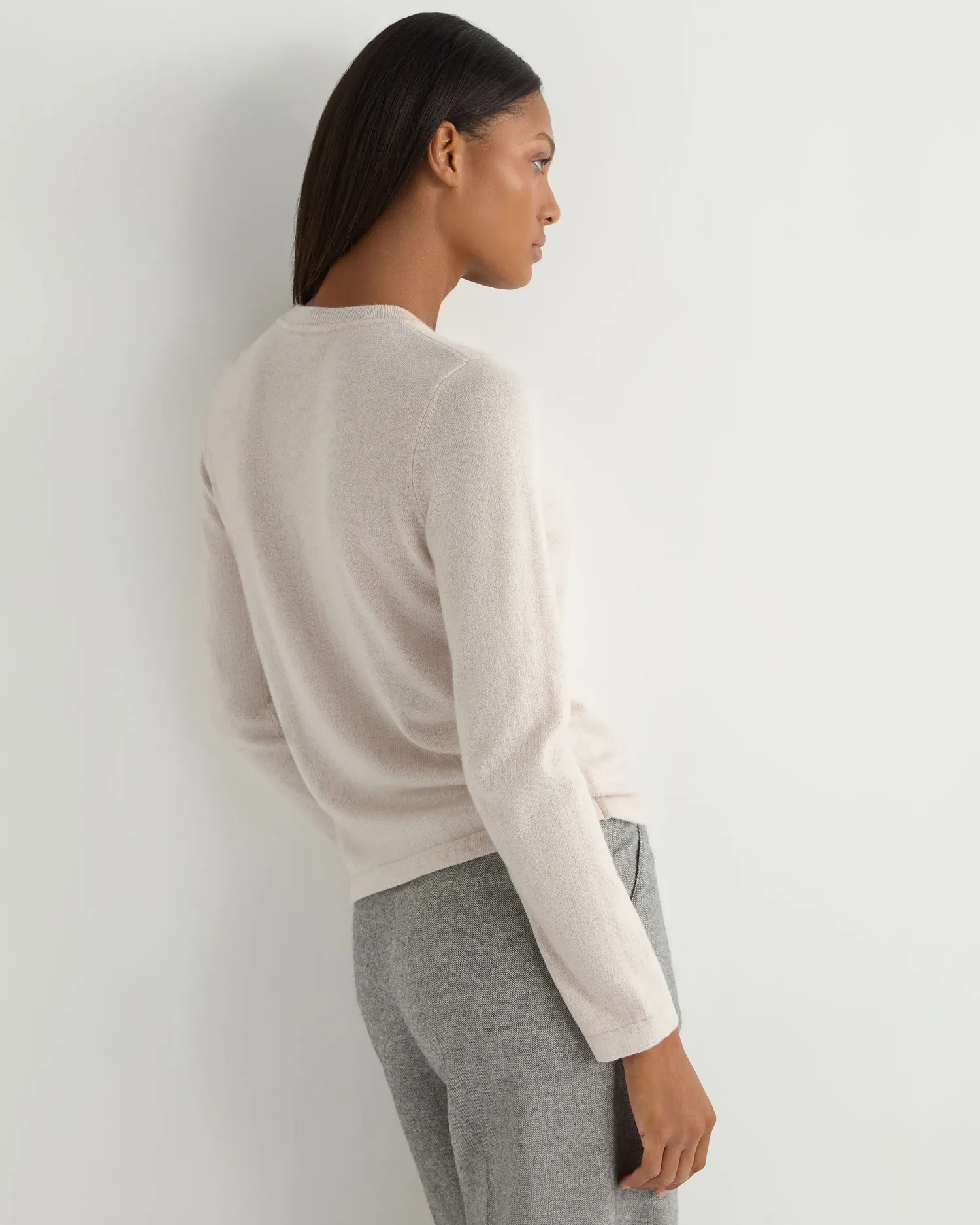 Women N.Peal White | Natural*Women's Hallie Round Neck Cashmere Sweater