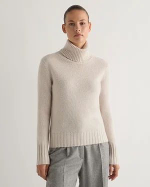 Women N.Peal White | Natural*Women's Hazel Chunky Turtle Neck Cashmere Sweater
