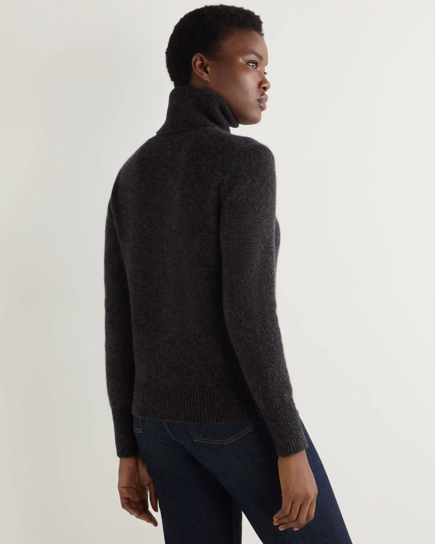 Women N.Peal Dark Grey | Turtle Necks*Women's Hazel Marl Chunky Turtle Neck Cashmere Sweater