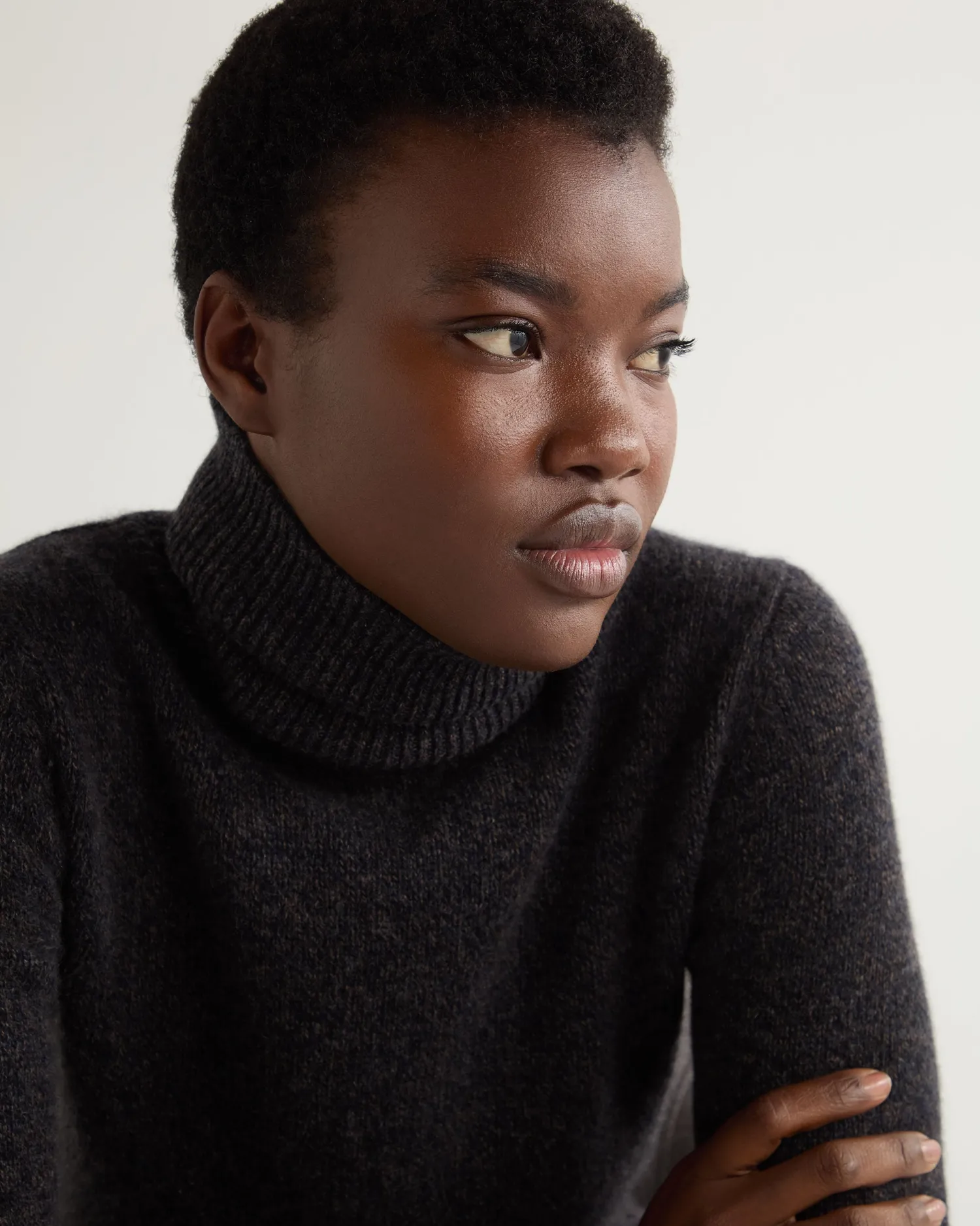 Women N.Peal Dark Grey | Turtle Necks*Women's Hazel Marl Chunky Turtle Neck Cashmere Sweater