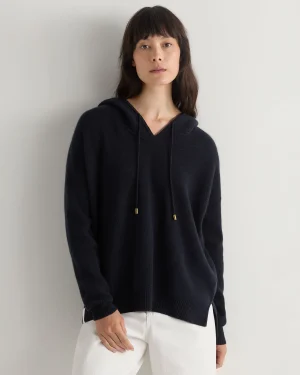 Women N.Peal Navy | Blue*Women's Honeycomb Hooded Cashmere Sweater