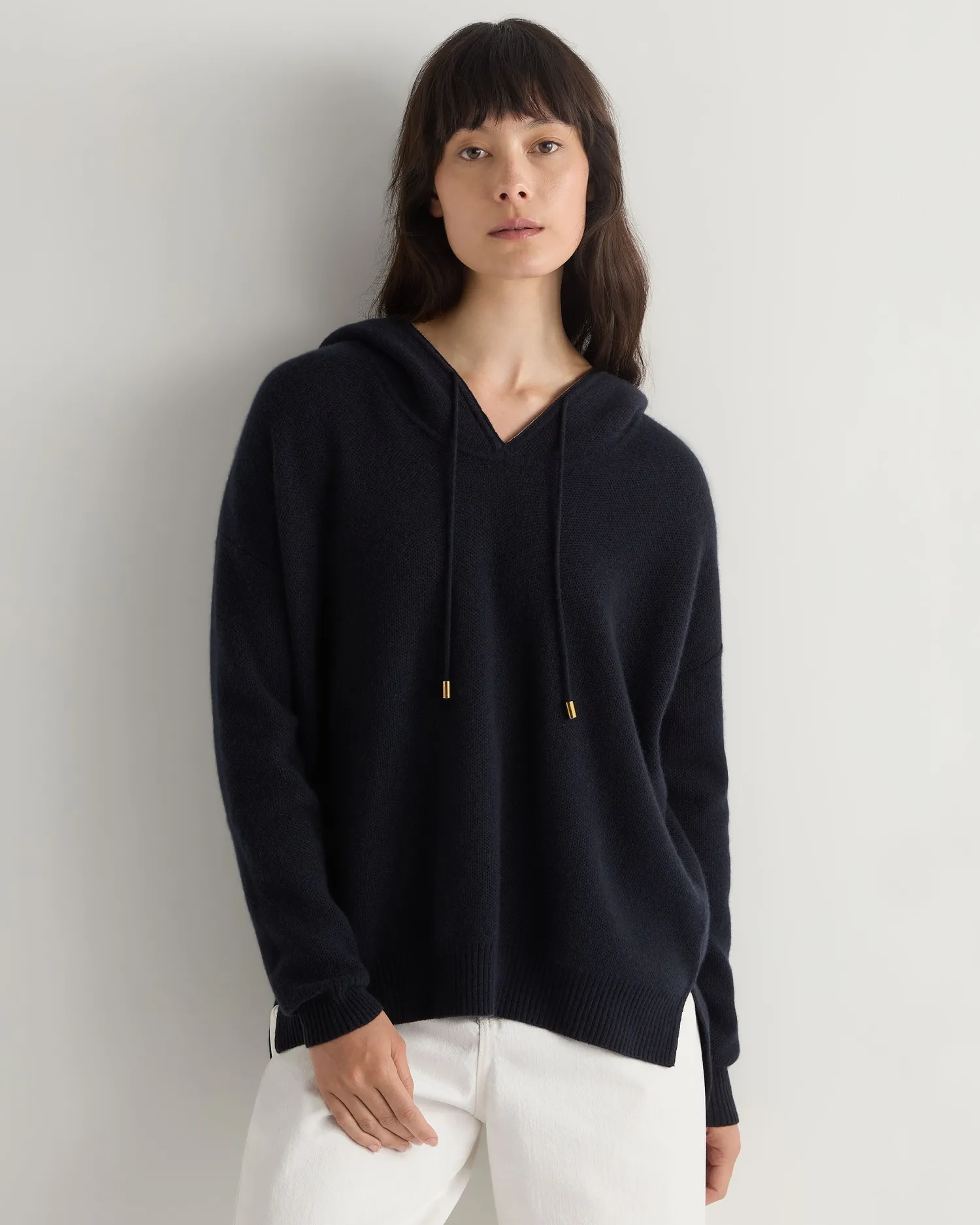 Women N.Peal Navy | Blue*Women's Honeycomb Hooded Cashmere Sweater