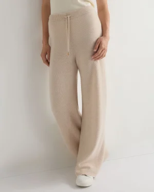Women N.Peal White | Natural*Women's Honeycomb Knit Cashmere Pant