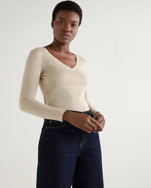 Women N.Peal Natural | Brown*Women's Imogen Superfine Cashmere V Neck Sweater