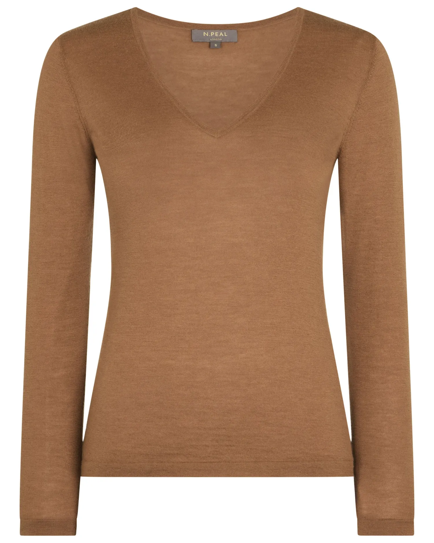 Women N.Peal Brown | Superfine Cashmere*Women's Imogen Superfine Cashmere V Neck Sweater