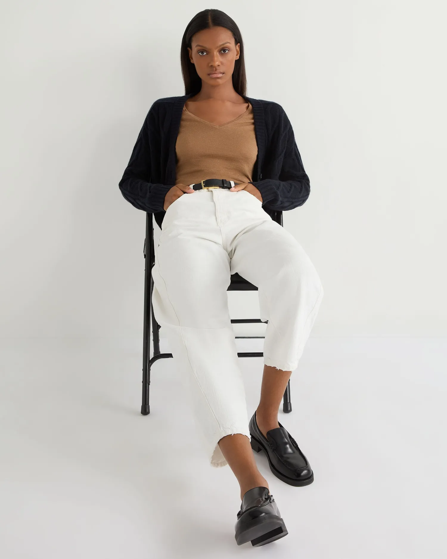 Women N.Peal Brown | Superfine Cashmere*Women's Imogen Superfine Cashmere V Neck Sweater