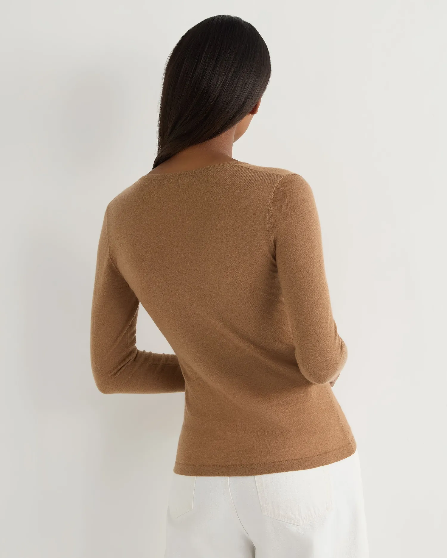 Women N.Peal Brown | Superfine Cashmere*Women's Imogen Superfine Cashmere V Neck Sweater