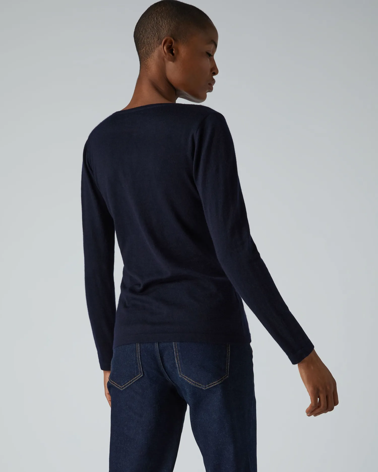Women N.Peal Navy | Blue*Women's Imogen Superfine Cashmere V Neck Sweater