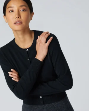 Women N.Peal Black | Classic Cashmere*Women's Ivy Cropped Cashmere Cardigan