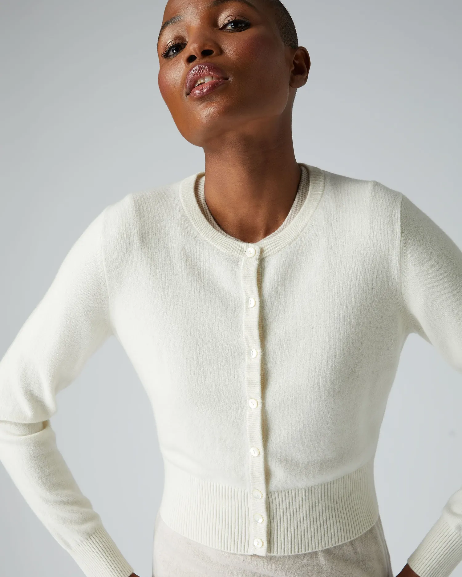 Women N.Peal White | Natural*Women's Ivy Cropped Cashmere Cardigan