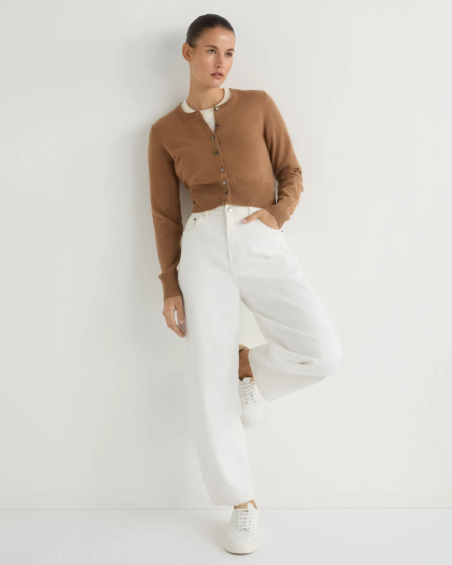 Women N.Peal Brown | Classic Cashmere*Women's Ivy Cropped Cashmere Cardigan