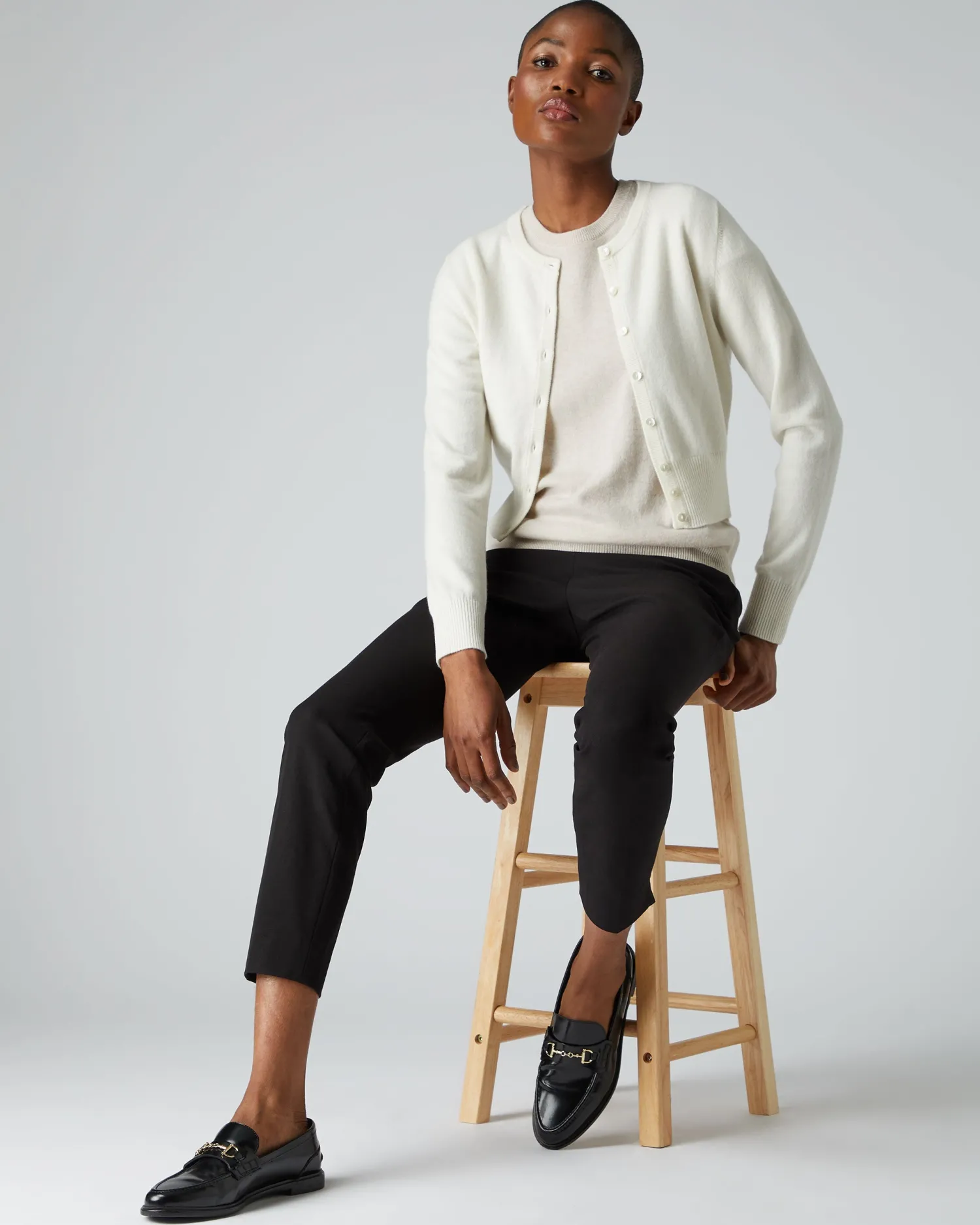Women N.Peal White | Natural*Women's Ivy Cropped Cashmere Cardigan