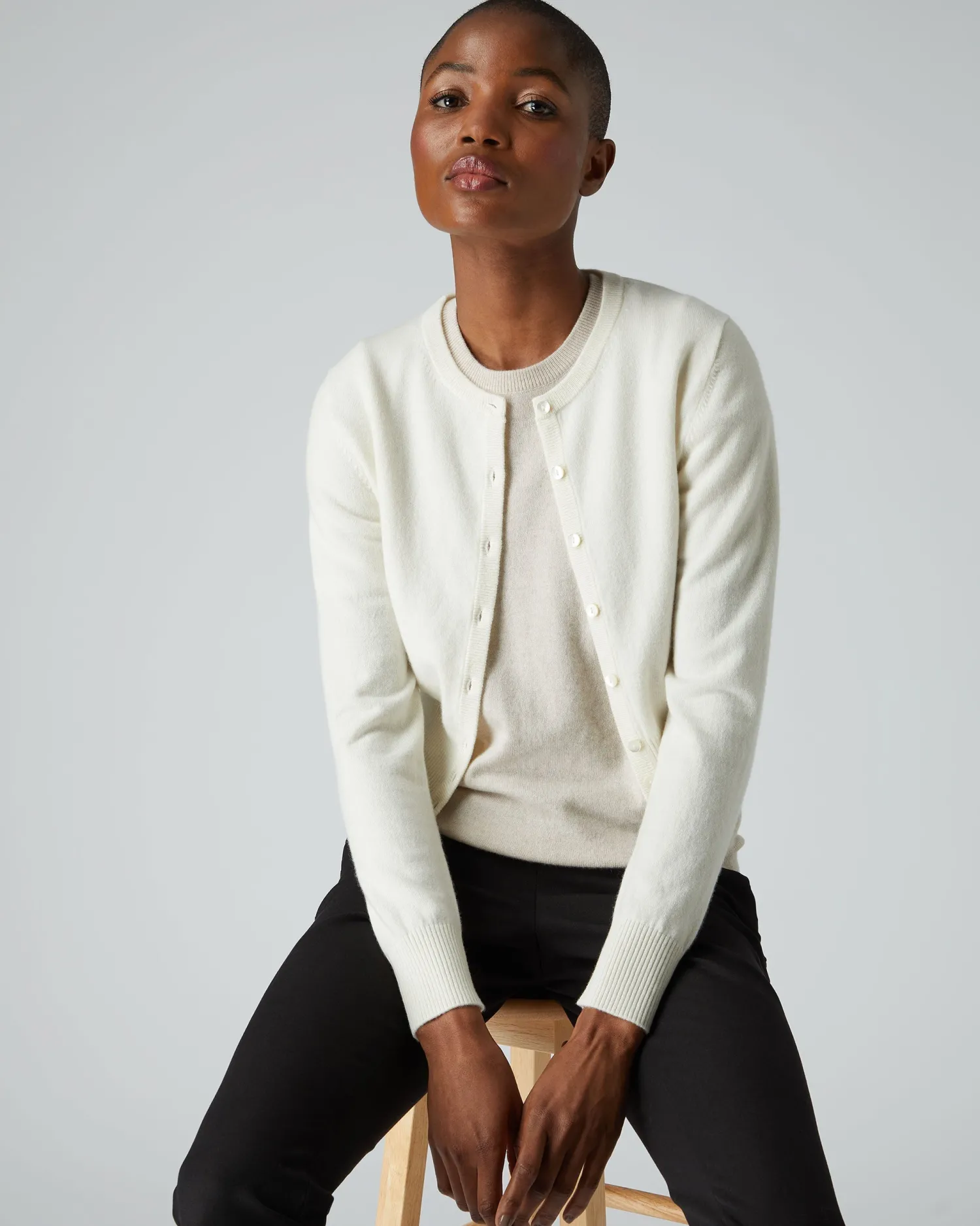 Women N.Peal White | Natural*Women's Ivy Cropped Cashmere Cardigan