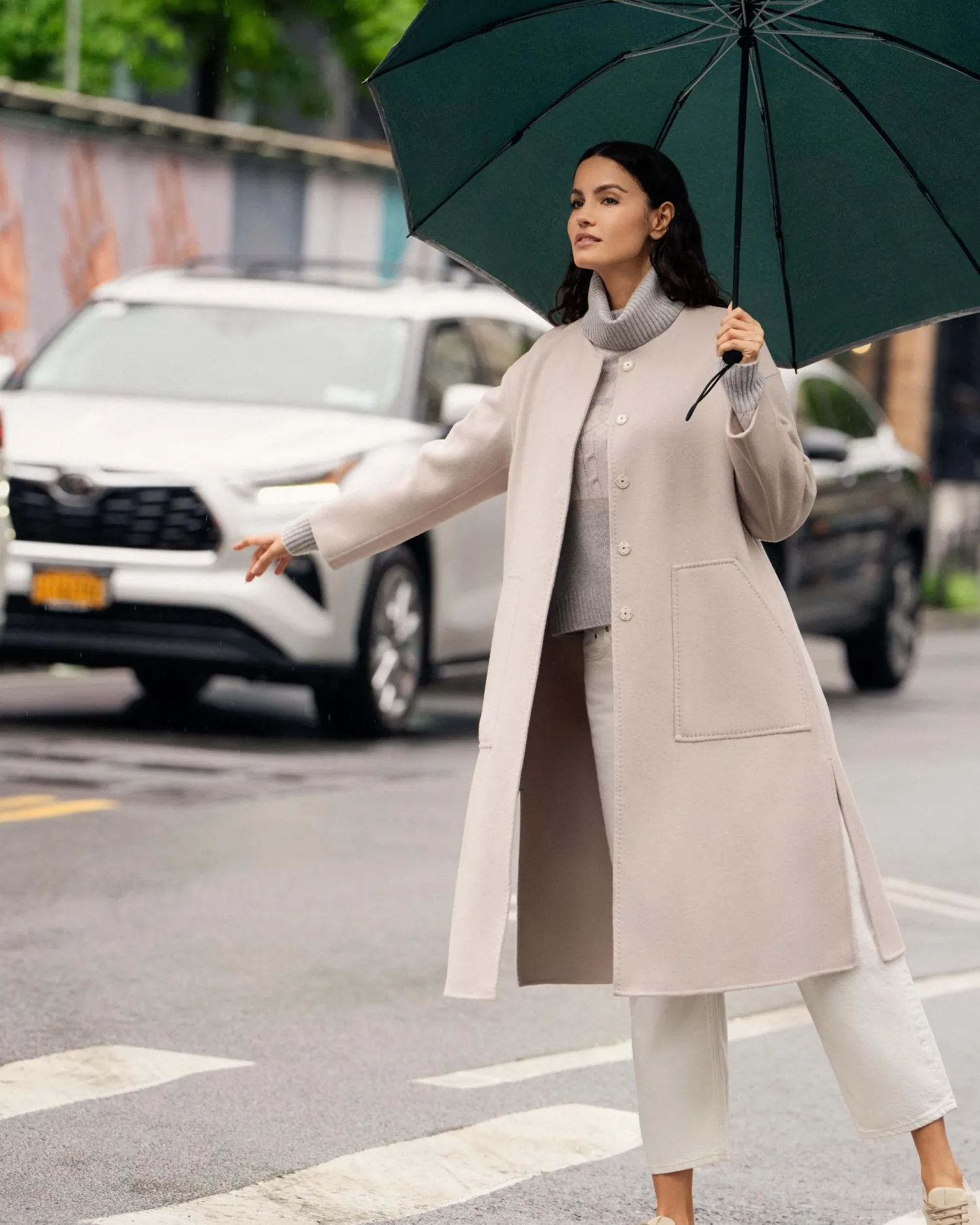 Women N.Peal Natural | Light Grey*Women's Jacquard Turtle Neck Cashmere Sweater