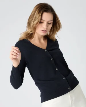 Women N.Peal Navy | Blue*Women's Lara V Neck Cashmere Cardigan