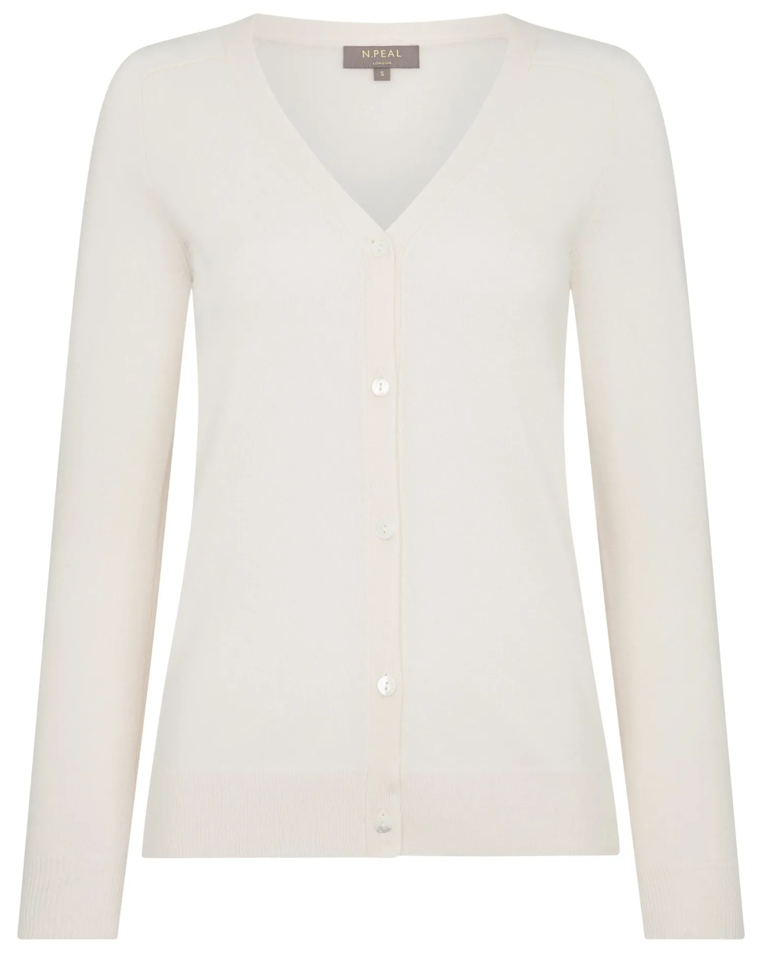 Women N.Peal White | Natural*Women's Lara V Neck Cashmere Cardigan