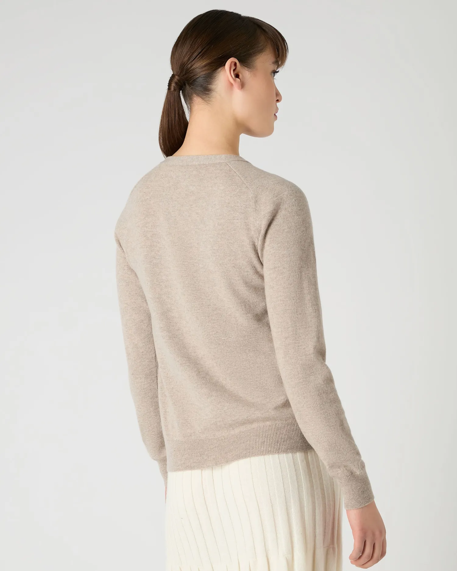 Women N.Peal Natural | Brown*Women's Lara V Neck Cashmere Cardigan
