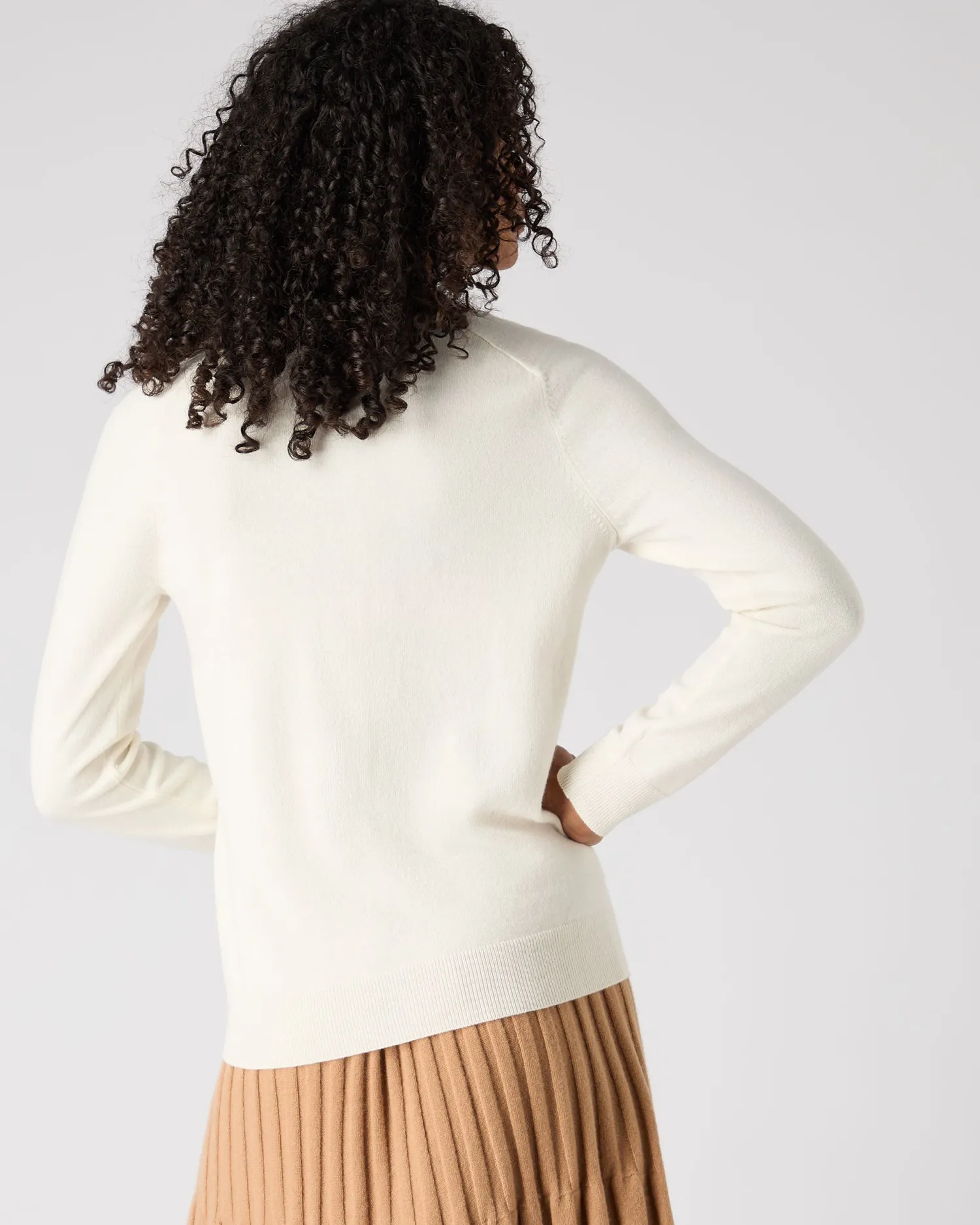 Women N.Peal White | Natural*Women's Lara V Neck Cashmere Cardigan
