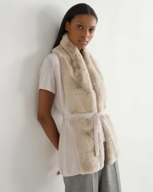 Women N.Peal White | Natural*Women's Lola Fur Placket Cashmere Gilet